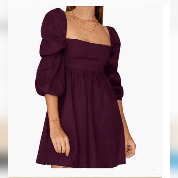 entro Dresses & Skirts - ENTRO COLLECTION PLUM SWEETHEART NECKLINE LONG SLEEVE MINI DRESS SIZE LARGE